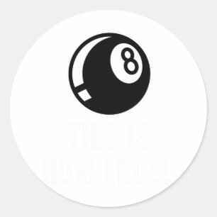 Grappig biljartontwerp voor poolspelers Retro 8 LL Ronde Sticker