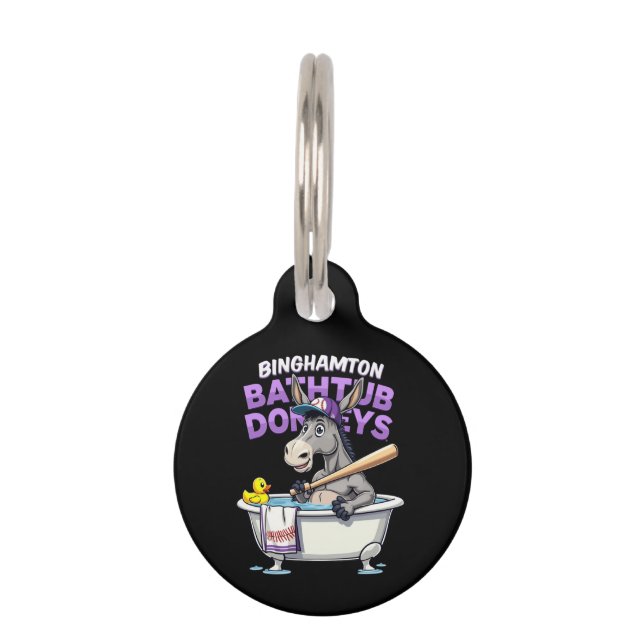 Grappig Binghamton Baseball Badkuip Ezel Vintage Huisdierpenning (Voorkant)