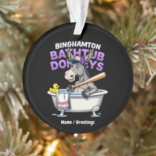 Grappig Binghamton Baseball Badkuip Ezel Vintage Ornament (Boom)