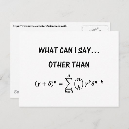 Grappig Binomial Theorem STEM Wiskunde Science Hum Briefkaart (Voorkant / Achterkant)