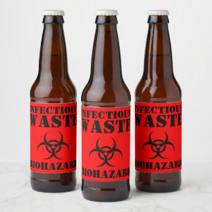 Grappig Biohazard Infectieus afval Halloween Bier Etiket
