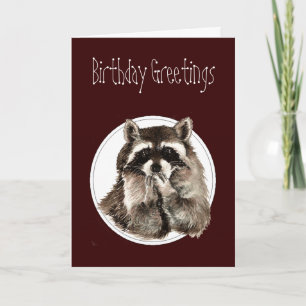 Grappig, Birthday die over de heuvel Cute Raccoon  Kaart
