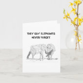 Grappig Birthday Kaart: Elephants vergeten nooit Kaart (Gele Bloem)