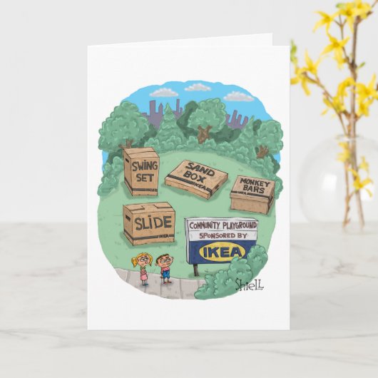 Grappig Birthday Kaart voor Ikea en DIY fans. (Gele Bloem)