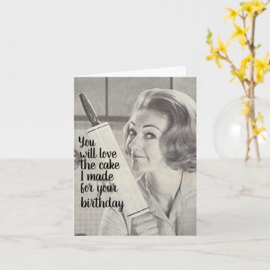 Grappig Birthday. Rolling Pin gevaarlijk. Kaart (Gele Bloem)