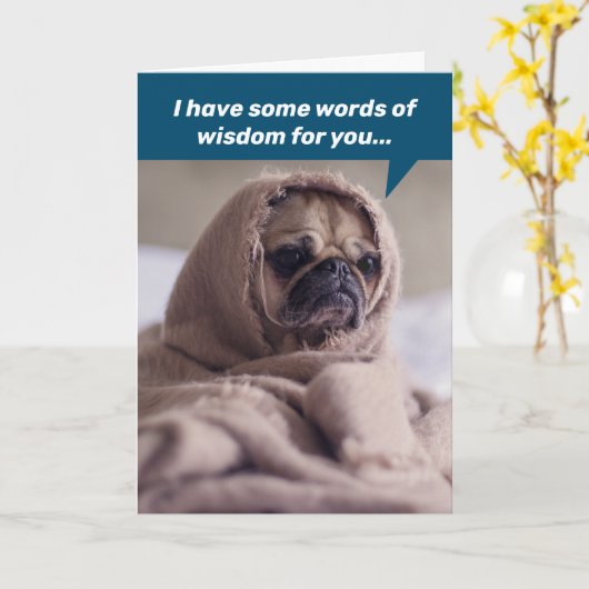 Grappig, Birthday Wisdom uit Jedi Pug Kaart (Gele Bloem)