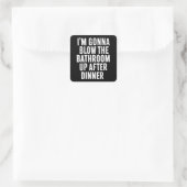Grappig Blaas De Badkamer Humor Ongepast Vierkante Sticker (Tas)