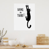 Grappig Black Cat Hanging - hou vol! Poster (Keuken)