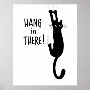 Grappig Black Cat Hanging - hou vol! Poster