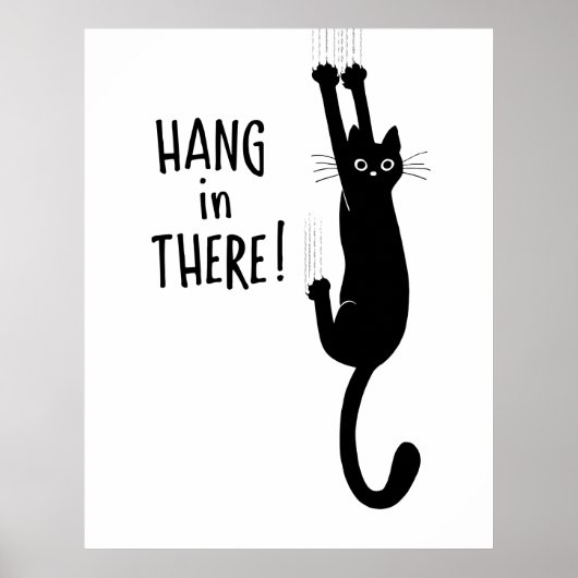 Grappig Black Cat Hanging - hou vol! Poster (Voorkant)