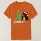 Grappig Black Cat Kerstlight: Kerstman met jolly T-shirt (Design voorkant)