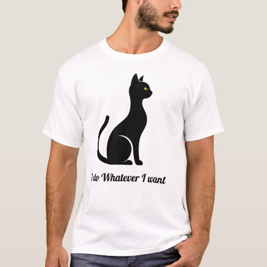 Grappig Black Cat T-shirt - "Ik doe wat ik wil" (Voorkant)
