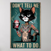 Grappig Black Cat Tattoo Poster - Vertel me niet w (Voorkant)
