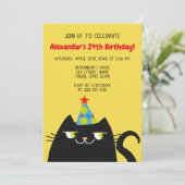 Grappig Black Cat verjaardagsfeestje Kaart (Staand voorkant)