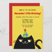 Grappig Black Cat verjaardagsfeestje Kaart (Voorkant / Achterkant)