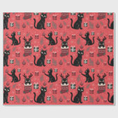 Grappig Black Cats Christmas Wrapping Paper Cadeaupapier (Vlak)