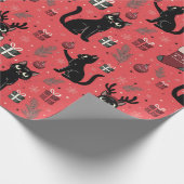 Grappig Black Cats Christmas Wrapping Paper Cadeaupapier (Hoek)