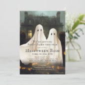 Grappig Blad Geconfronteerd Ghosts Halloween Party Kaart (Staand voorkant)