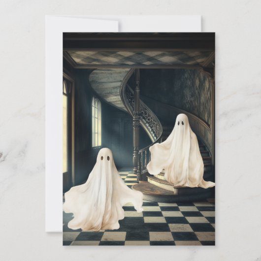 Grappig Blad Geconfronteerd Ghosts Halloween Party Kaart (Achterkant)