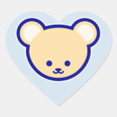 Grappig Blauw Beige Bruin Teddybeer Schattigee Kun Hart Sticker (Voorkant)