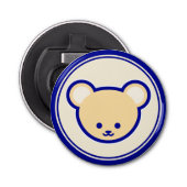 Grappig Blauw Beige Teddybeer Schattigee Cartoon A Button Flesopener (Voorkant)