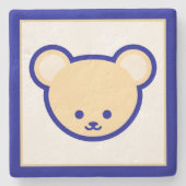 Grappig Blauw Beige Teddybeer Schattigee Cartoon A Stenen Onderzetter (Voorkant)