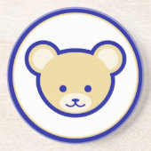 Grappig Blauw Beige Teddybeer Schattigee Cartoon A Zandsteen Onderzetter (Voorkant)