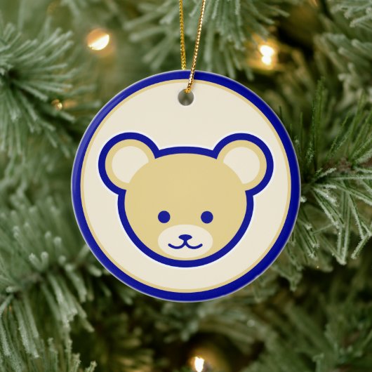 Grappig blauw beige teddybeer Schattigee vectorkun Keramisch Ornament (Boom)