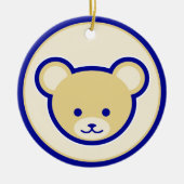 Grappig blauw beige teddybeer Schattigee vectorkun Keramisch Ornament (Voorkant)