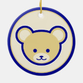 Grappig blauw beige teddybeer Schattigee vectorkun Keramisch Ornament (Achterkant)