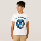 Grappig Blauw Boos Emoji Kinderen T-Shirt (Voorkant volledig)