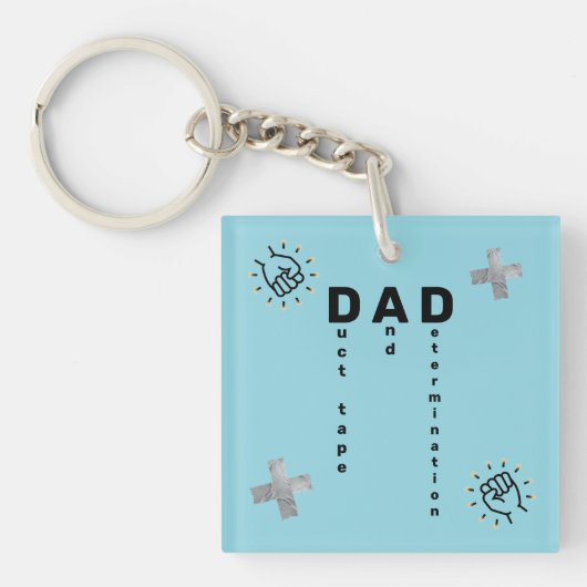 Grappig blauw "D.A.D. = ducttape en bepaling" Sleutelhanger (Voorkant)