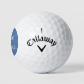 Grappig blauw die op zoek is naar Goudcitoenen Golfballen (Logo)