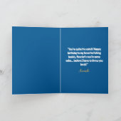 Grappig blauw en geel vriendje Vist verjaardag Kaart (Binnen)