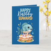 Grappig blauw en geel vriendje Vist verjaardag Kaart (Gele Bloem)