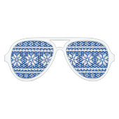 Grappig blauw en wit sneeuwvlok patroon Kerstmis Aviator Zonnebril (Voorkant)