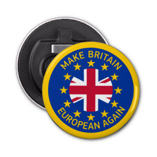 Grappig Blauw Geel Europese Unie Brexit Art Button Flesopener