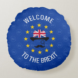 Grappig Blauw Geel Europese Unie Brexit Pun Rond Kussen