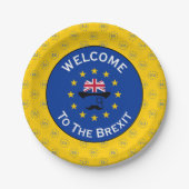 Grappig Blauw Geel Europese Unie Brexit Vector Papieren Bordje (Voorkant)