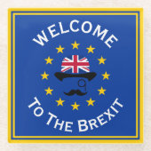 Grappig Blauw Geel Europese Unie Jack Pun Glazen Onderzetter (Voorkant)