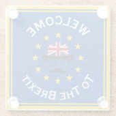 Grappig Blauw Geel Europese Unie Jack Pun Glazen Onderzetter (Achterkant)