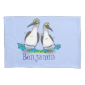Grappig blauw gefundeerde foto van de cartoon van kussensloop (Voorkant)