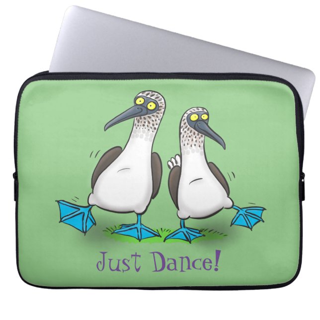 Grappig blauw gefundeerde foto van de cartoon van  laptop sleeve (Voorkant)
