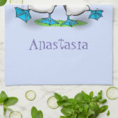 Grappig blauw gefundeerde foto van de cartoon van theedoek (Gevouwen)