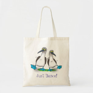 Grappig blauw gekleurde borehobbyzeevogels dansend tote bag