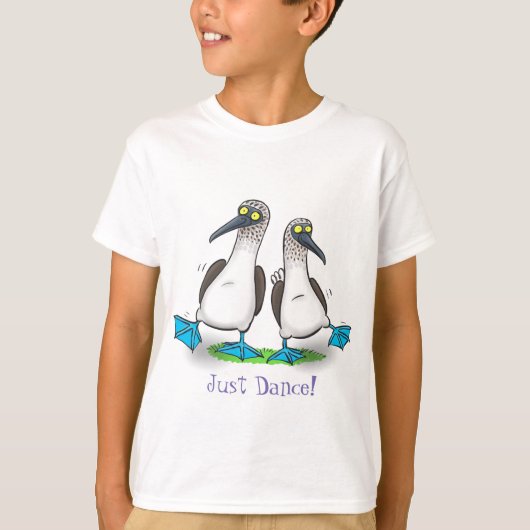 Grappig blauw-gevoetdansende cartoon t-shirt (Voorkant)