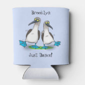 Grappig blauw geworpen borezelvogels dansende cart blikjeskoeler (Achterkant)