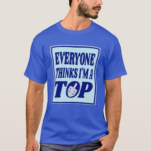 Grappig Blauw Hanukkah Tshirt Grap Dreidel (Voorkant)