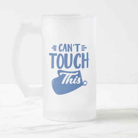 Grappig blauw kan deze bierovers niet aanraken Dri Matglas Bierpul (Links)