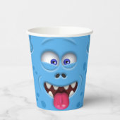 Grappig Blauw Monster Gezicht Partij Papier Cups Papieren Bekers (Links)